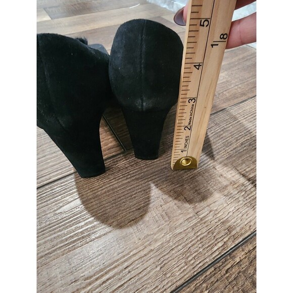 Y2k Vintage J.Renee Black Suede Fur Pom Pointed Toe Pumps Women's Size 7.5M - Picture 7 of 8
